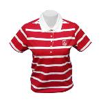 C015-เสื้อโปโลผู้หญิงแขนสั้นลายริ้ว