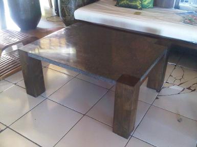 Table teak wood on top terrazzo stone Table teak wood on top terrazzo stone