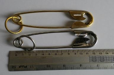 เข็มกลัดร้อยกุญแจทรงยาวสีทอง​ (แพ็ค​ 12ตัว)