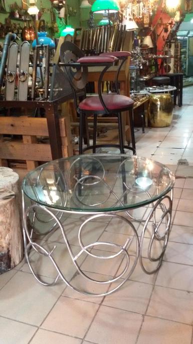 Iron round table with tempered glass Item Code IRTB01R size wide 80 cm.high 45 cm. Iron round table with tempered glass Item Code IRTB01R size wide 80 cm.high 45 cm.