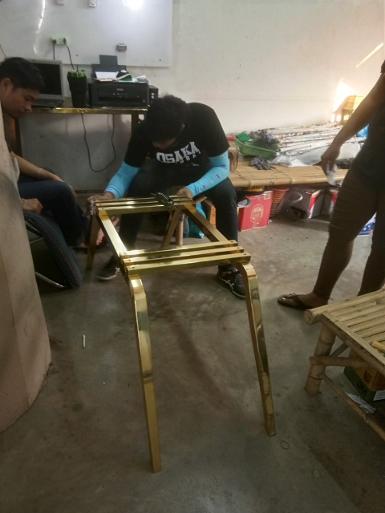 Product brass bench with teak wood Product brass bench with teak wood