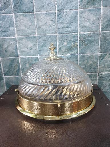 Pendant Lamp brass with cut glass Item Code PDL335 size wide 335 mm.glass 320 mm. Pendant Lamp brass with cut glass Item Code PDL335 size wide 335 mm.glass 320 mm.