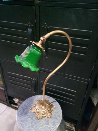 Desk Lamp brass with glass lamp shade Item Code TBL.18G size base 180 mm.high 540 mm.Shade W 125 mm. Desk Lamp brass with glass lamp shade Item Code TBL.18G size base 180 mm.high 540 mm.Shade W 125 mm.