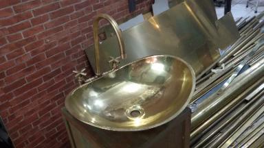 Brass Oval Sink Item Code BS19MP size long 50 cm. wide 40 cm price per set include water drain. Brass Oval Sink Item Code BS19MP size long 50 cm. wide 40 cm price per set include water drain.