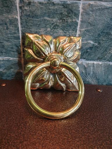 Brass door handle Item Code PMR101 size 110 x 110 mm ring wide 95 mm Thickness 9 mm Brass door handle Item Code PMR101 size 110 x 110 mm ring wide 95 mm Thickness 9 mm