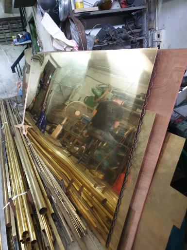 Brass sheet Thickness 0.8 mm size 120 x 244 cm. Brass sheet Thickness 0.8 mm size 120 x 244 cm.
