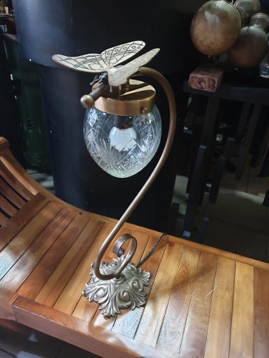 Table Lamp butterfly on top with cut glass Item Code TBL50IN size base 180 mm. high 550mm.glass5.5'' Table Lamp butterfly on top with cut glass Item Code TBL50IN size base 180 mm. high 550mm.glass5.5''