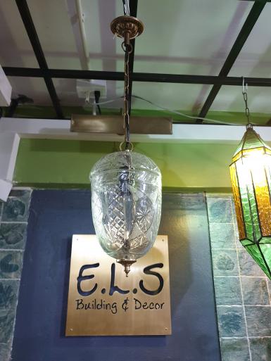 Hanging Lamp cut glass with brass accessories Item HGL100S long total 600 mm. glass 5'' Hanging Lamp cut glass with brass accessories Item HGL100S long total 600 mm. glass 5''