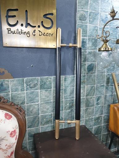 ฺBrass door handle brass with teak wood Item Code ACMR90A size L 900 mm. wood D:40 mm. ฺBrass door handle brass with teak wood Item Code ACMR90A size L 900 mm. wood D:40 mm.