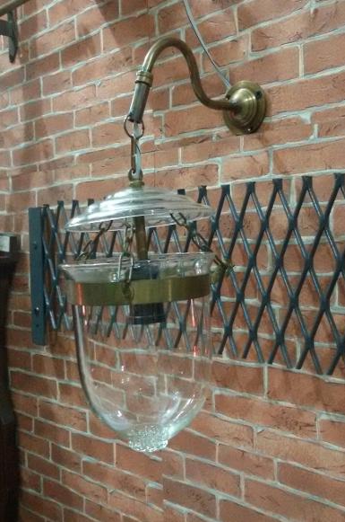 Brass wall lamp code BWL001O material brass with glass size glass 5'' H 25 cm. deep 17 cm. Brass wall lamp code BWL001O material brass with glass size glass 5'' H 25 cm. deep 17 cm.