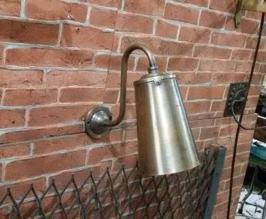 Brass Wall Lamp Item Code BWL01G size deep 15 cm. base 58 mm. shade high 14 cm. bottom W 93 mm. Brass Wall Lamp Item Code BWL01G size deep 15 cm. base 58 mm. shade high 14 cm. bottom W 93 mm.