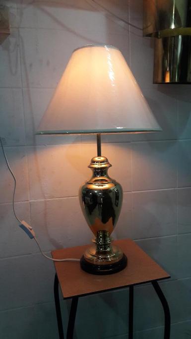 Brass Table Lamp Item code BKB18 size high 66 cm. shade 37 x h 26 x 13.5 cm. Brass Table Lamp Item code BKB18 size high 66 cm. shade 37 x h 26 x 13.5 cm.