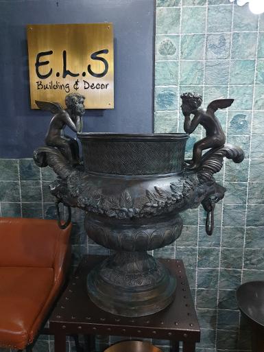 Brass Vase with 2 cupids Item Code Cupids Vase size follow to picture below.high total 770mm Brass Vase with 2 cupids Item Code Cupids Vase size follow to picture below.high total 770mm